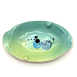 Art Pottery Trinket Tray Dish Catchall Soap Vintage Abstract 80s 90s 5.5 inches